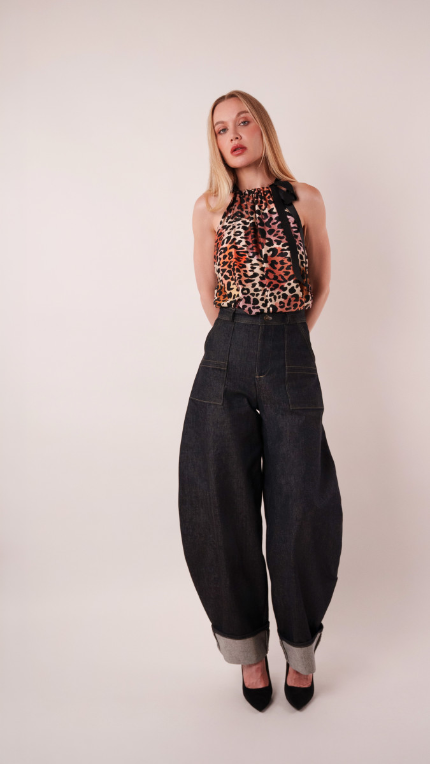 Obsidian Barrel-Leg Jeans